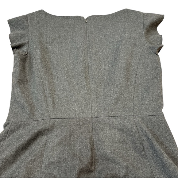 Talbots 2016 Italian Flannel Charcoal Wool Flutter Cap Sleeve Pencil Sheath 4 - Picture 2 of 6